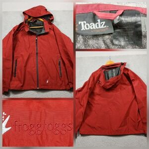 Frogg Toggs Toadz Men's Red Waterproof Rain Jacket Hooded Full Zip